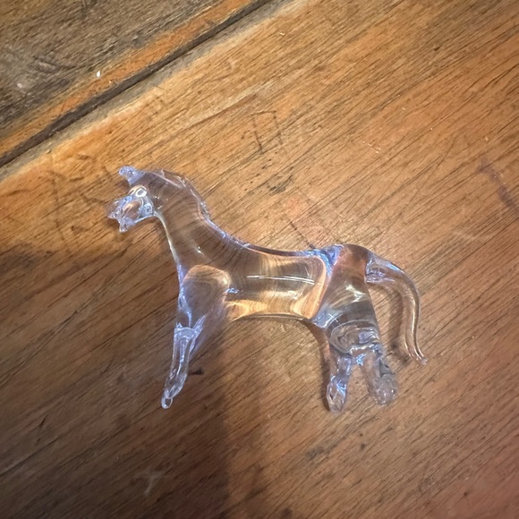 Vintage Handcrafted Blown Glass Horse Figurine, Clear 3" - Picture 3 of 11